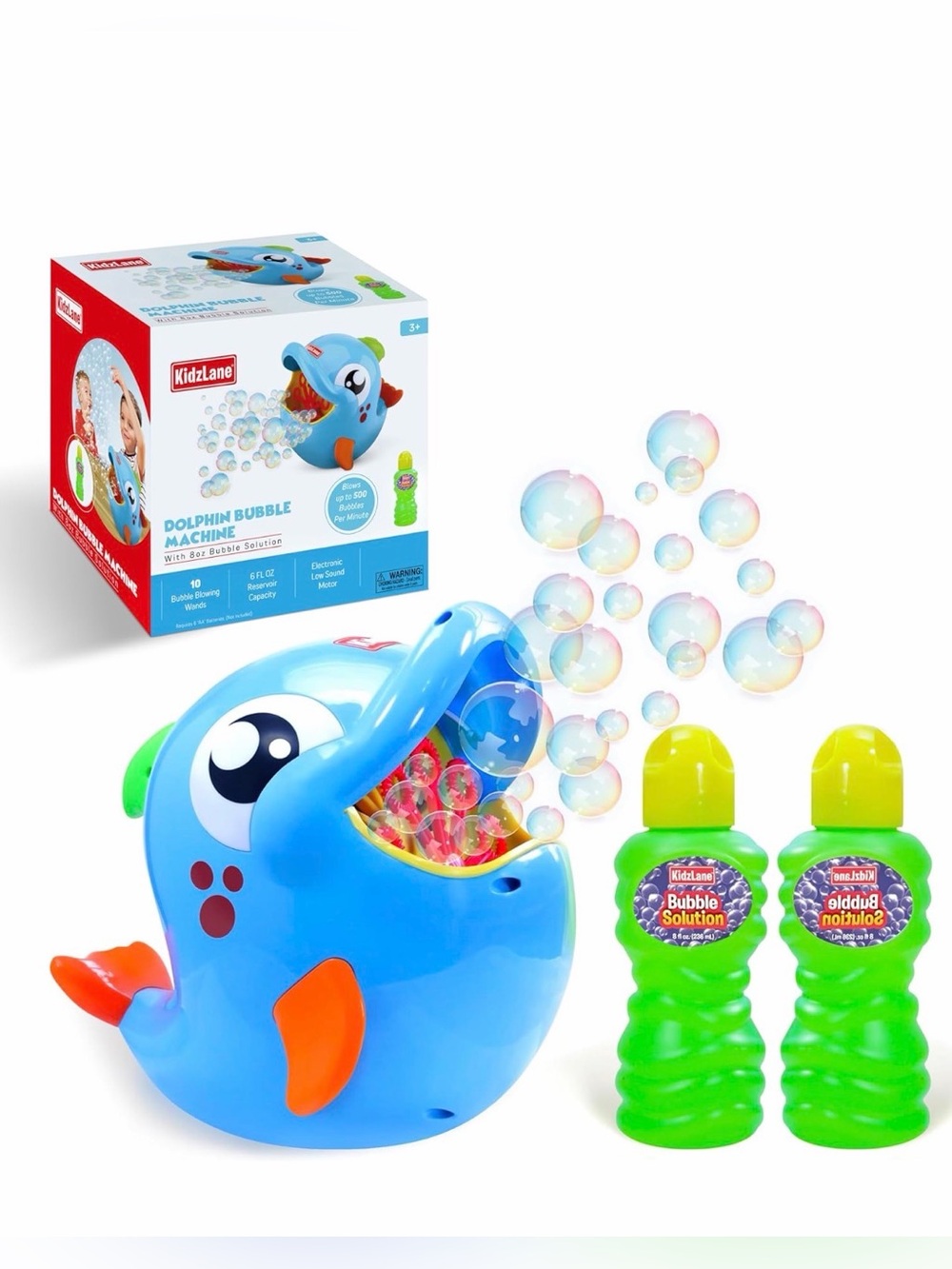 Dolphin Bubble Machine with 2 Bubble Solution Bottles